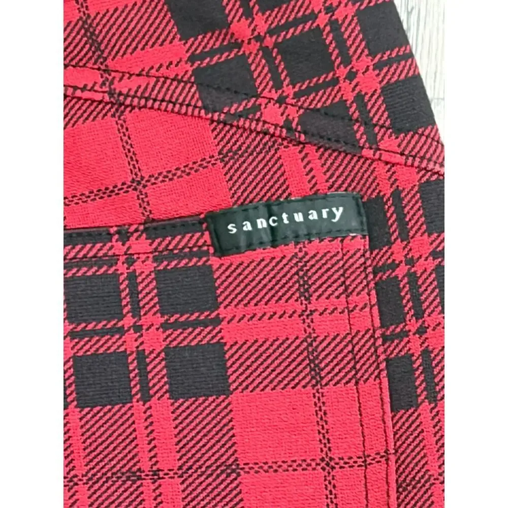 Anthropologie Sanctuary Grease Red and Black Plaid Leggings/Pants Sz M